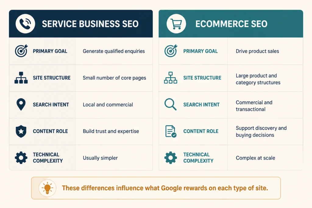 Service Businesses and Ecommerce Sites Have Opposite SEO Goals